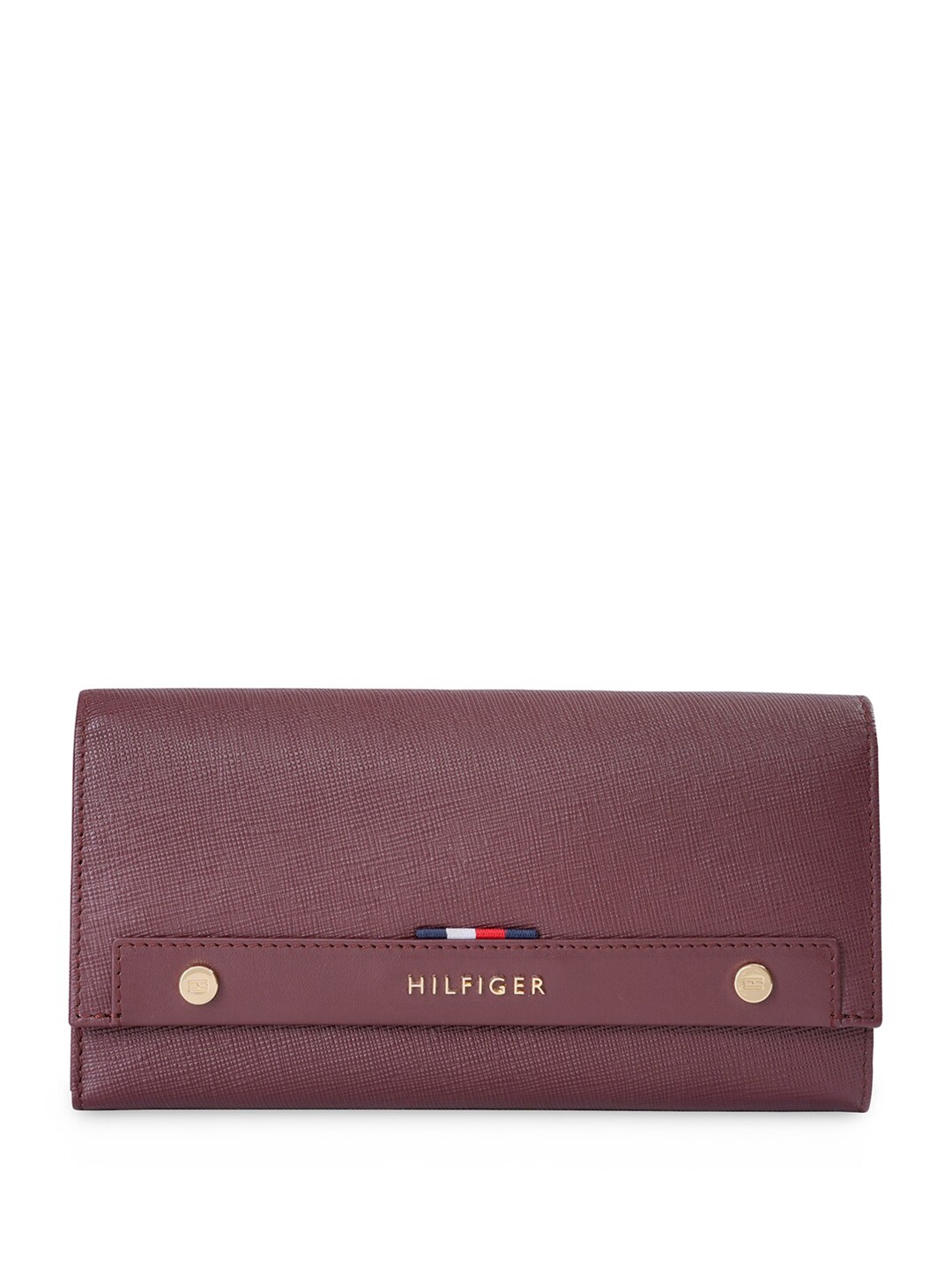 

Tommy Hilfiger Women Textured Leather Envelope Wallet, Maroon