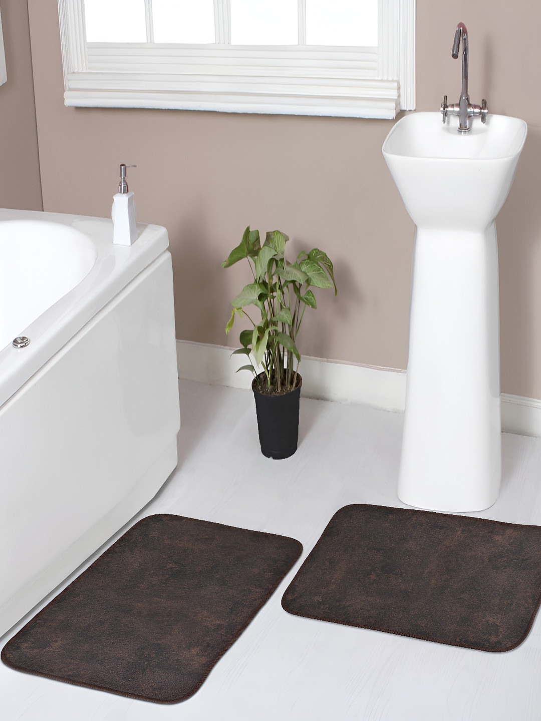 

Florida 2 Pieces Brown Textured Anti-Skid Doormats