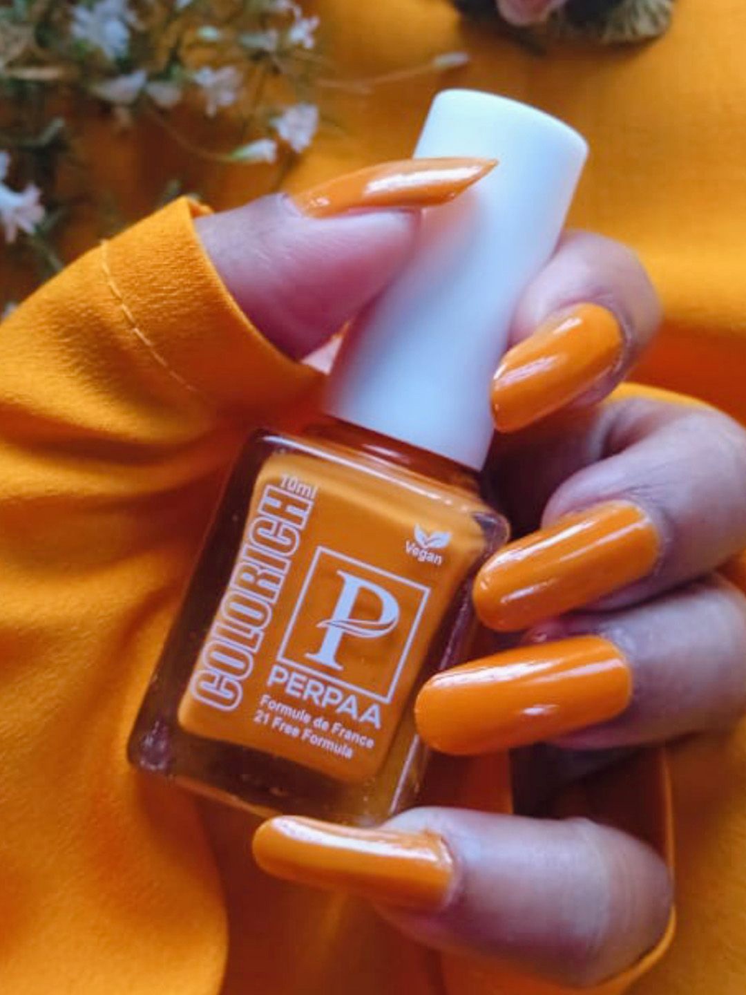 

PERPAA Colorich Vegan Quick Dry Long Lasting Nail Polish-10ml-Orange15, Orange