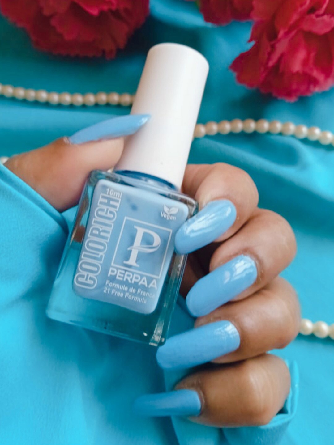 

PERPAA Colorich Vegan Quick Dry Long Lasting Nail Polish-10ml-Ice Blue06, Blue