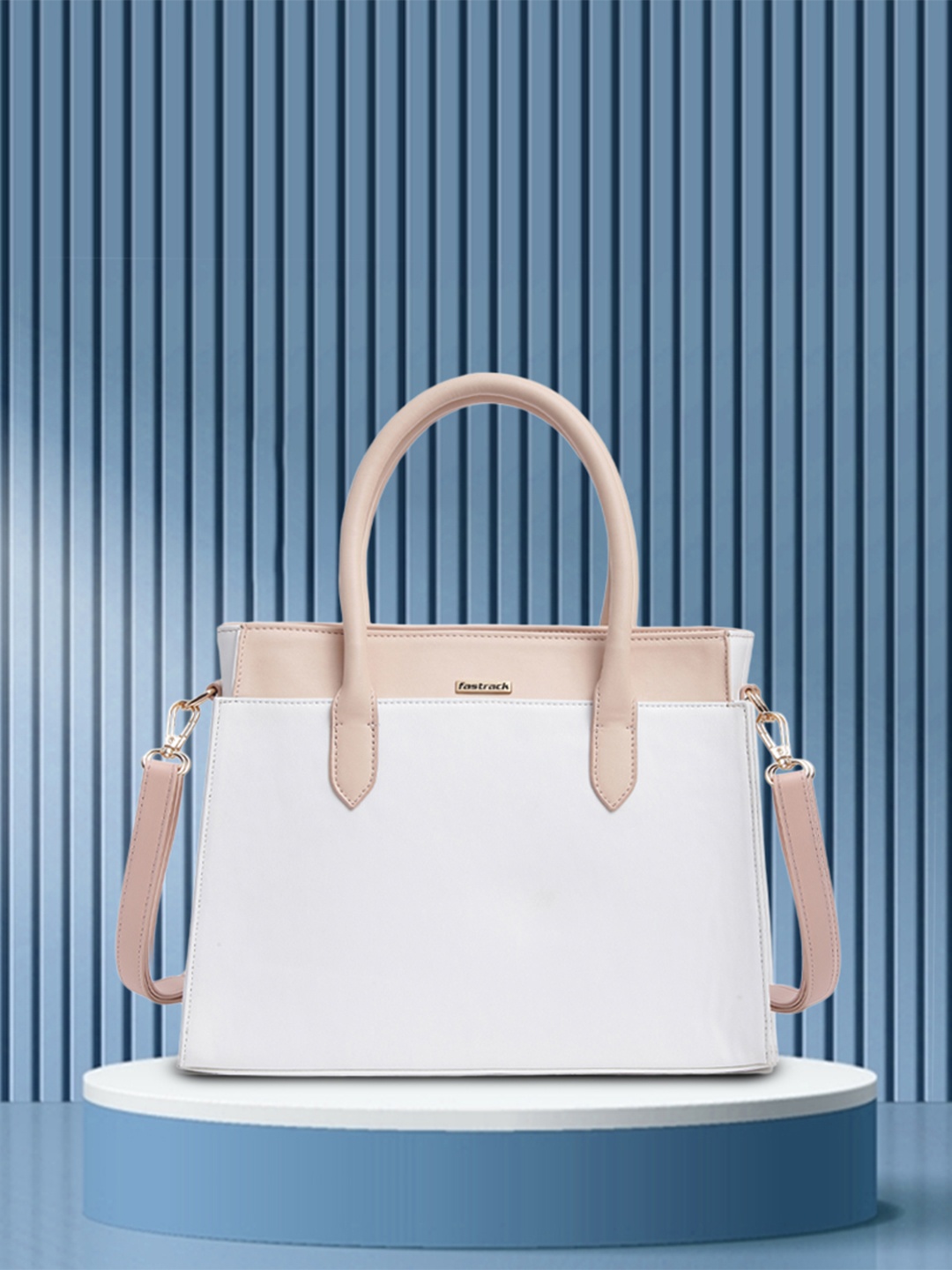 

Fastrack Colourblocked Zip Detail PU Shopper Handheld Bag, White