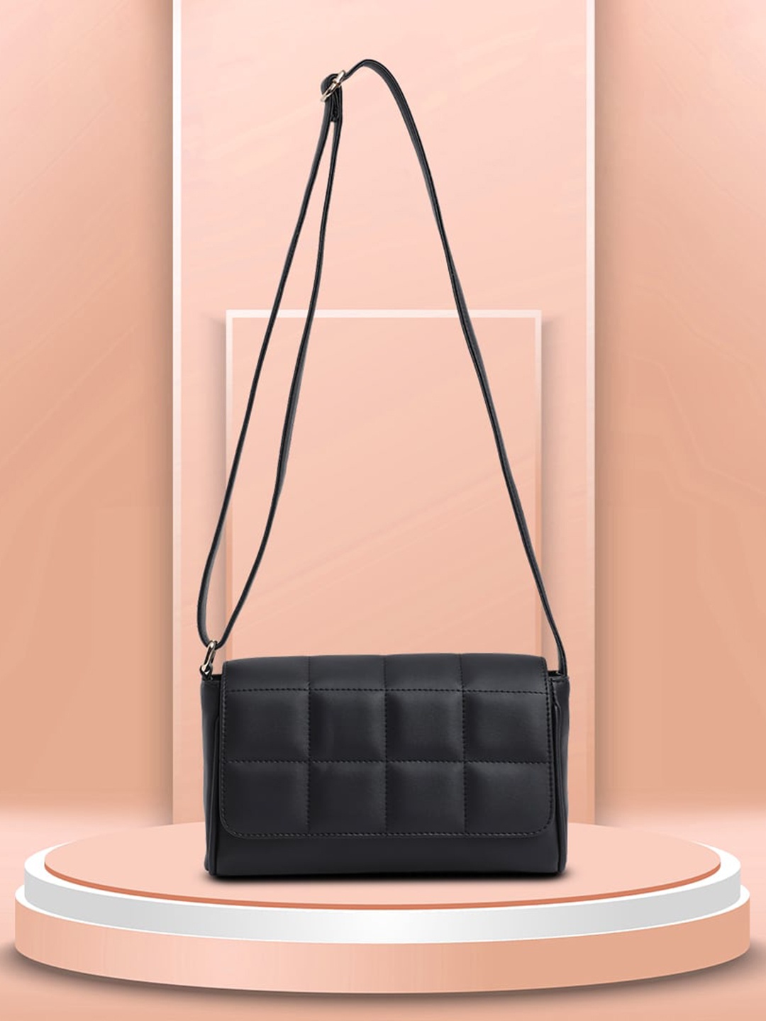 

Fastrack Textured Structured Sling Bag, Black