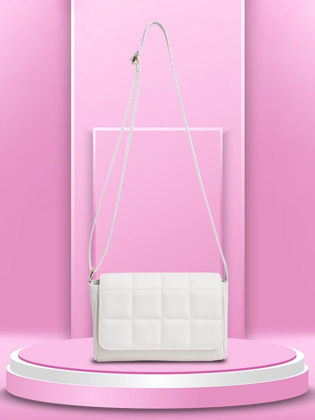 

Fastrack Checked Structured Sling Bag, White