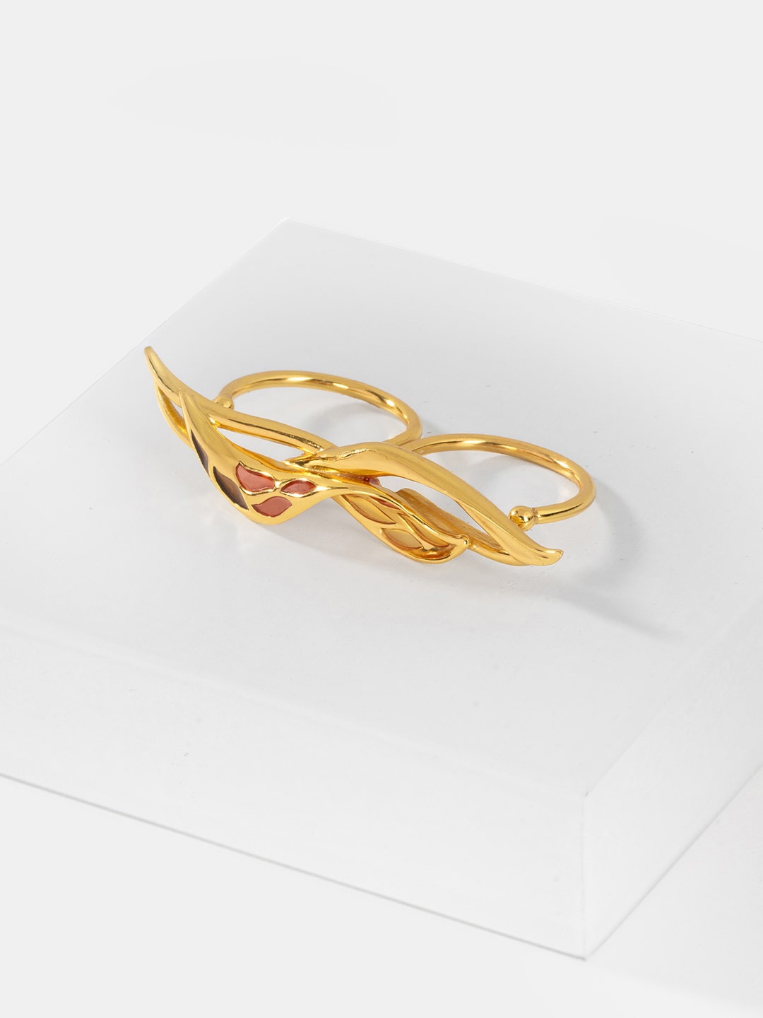 

SHAYA 925 Sterling Silver Gold-Plated Double Finger Ring