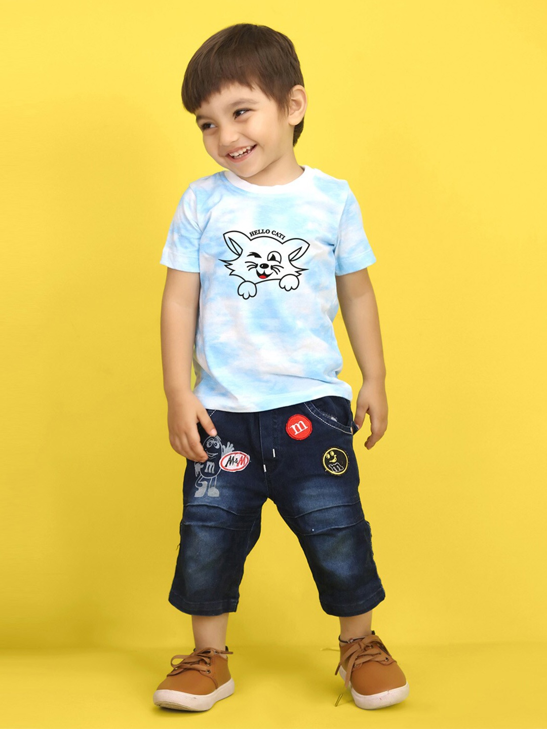 

NUSYL Kids Tie and Dye Printed Short Sleeves T-shirt, Blue