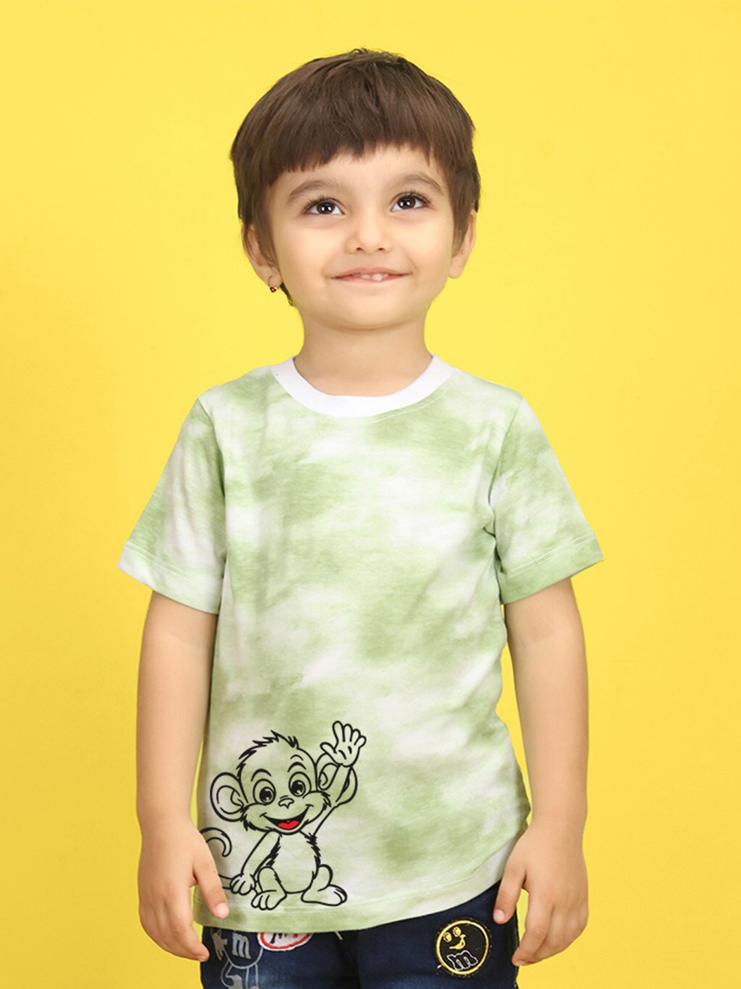 

NUSYL Kids Tie and Dye Printed Short Sleeves T-shirt, Green