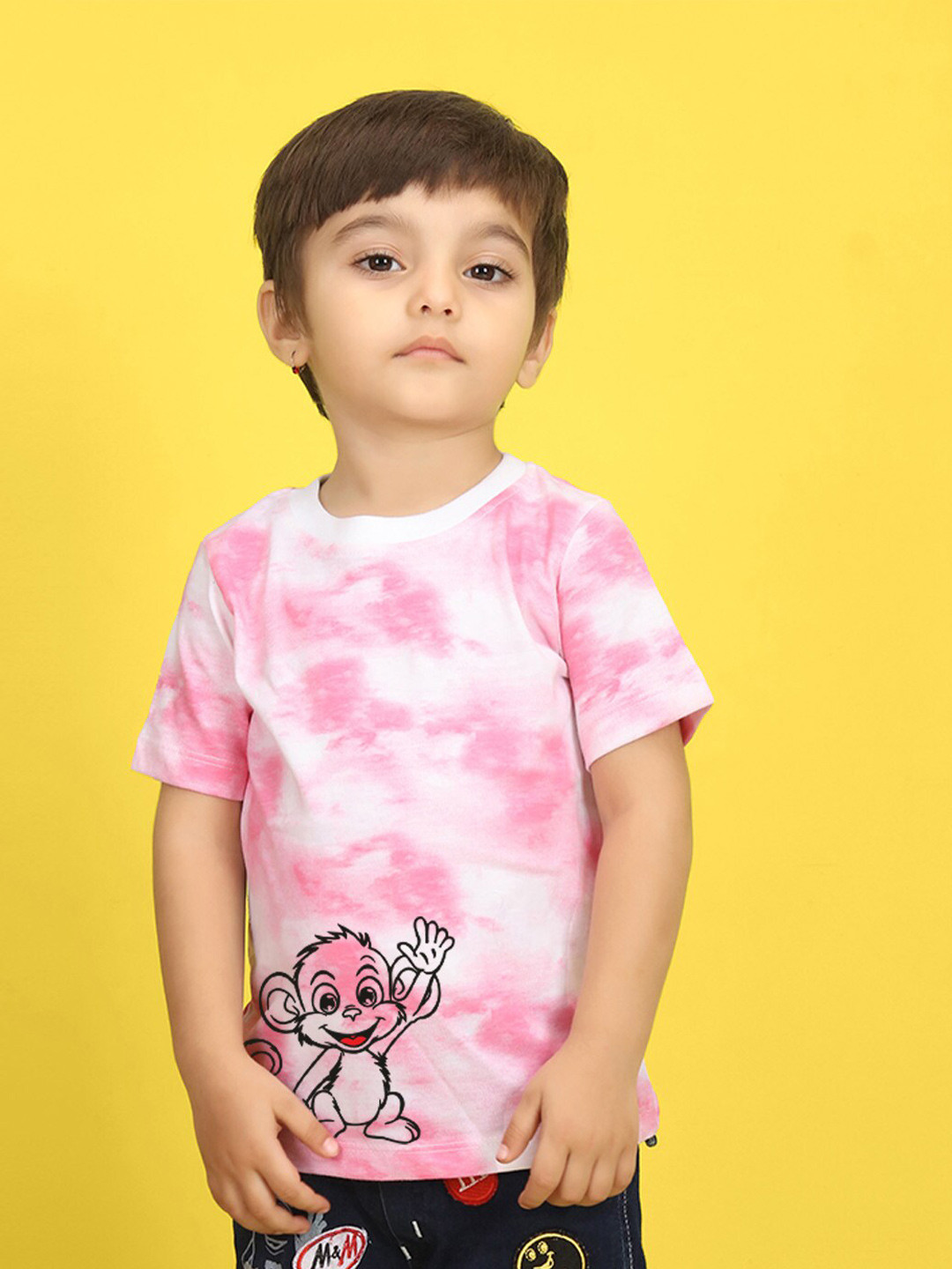 

NUSYL Kids Tie and Dye Printed Short Sleeves T-shirt, Pink