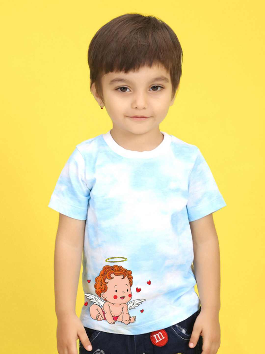 

NUSYL Kids Tie and Dye Printed Short Sleeves T-shirt, Blue