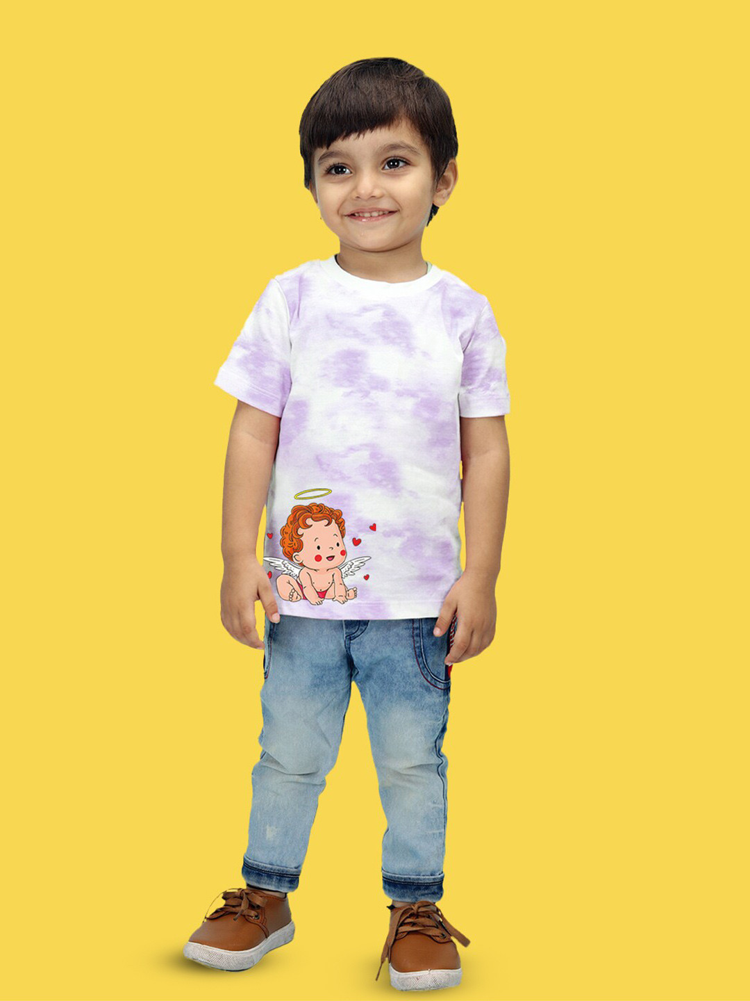 

NUSYL Kids Tie and Dye Printed Short Sleeves T-shirt, Purple