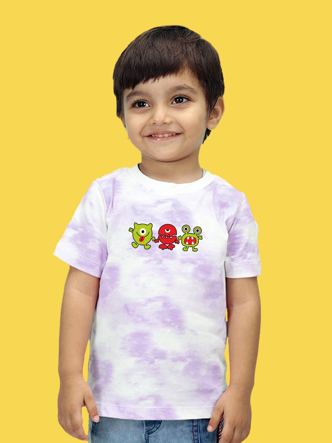 

NUSYL Kids Tie and Dye Printed Short Sleeves T-shirt, Purple