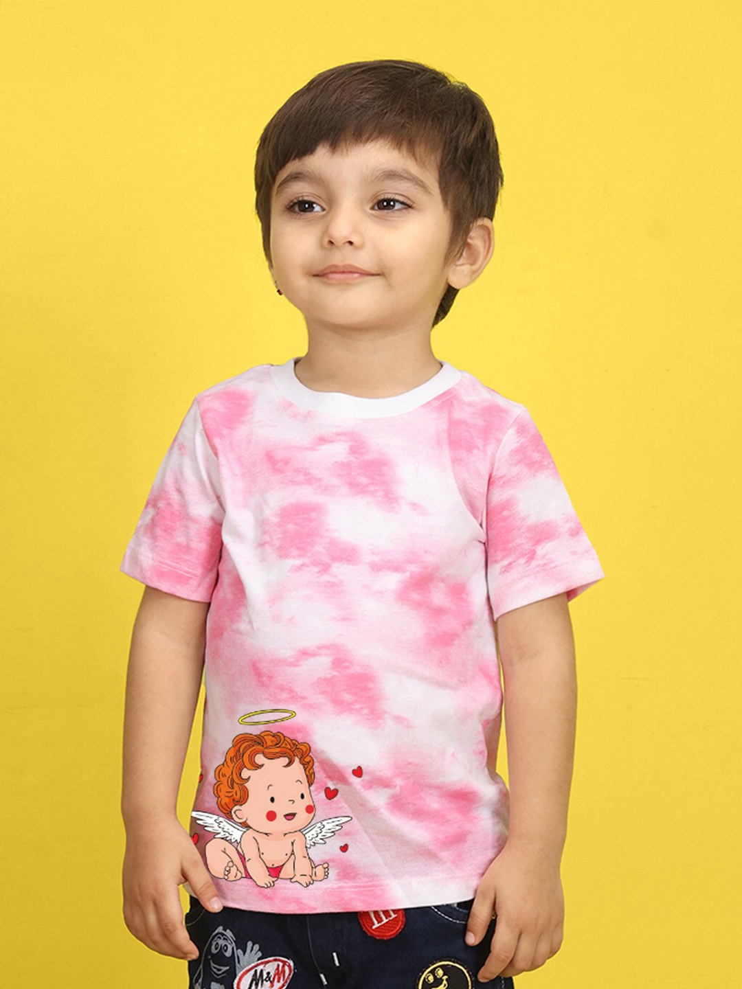 

NUSYL Kids Tie and Dye Printed Short Sleeves T-shirt, Pink