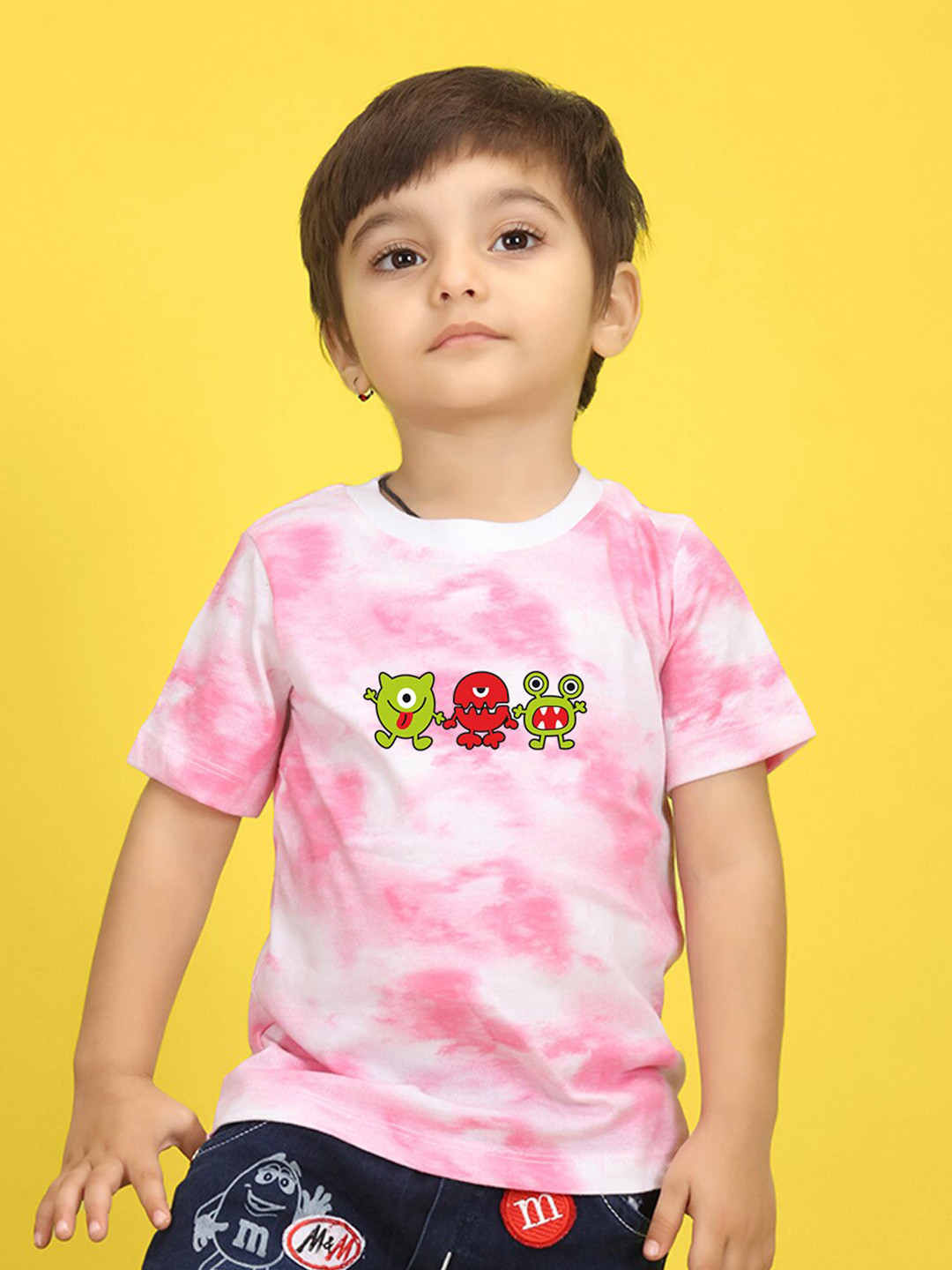 

NUSYL Kids Tie and Dye Printed Short Sleeves T-shirt, Pink