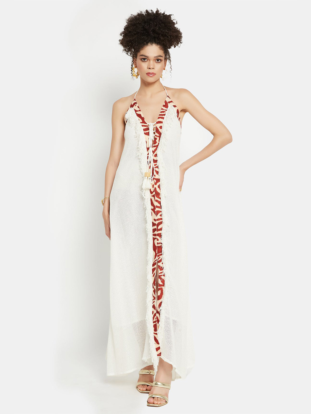 

Be Sunset Ibiza Pure Cotton Halter Neck Maxi Dress, White