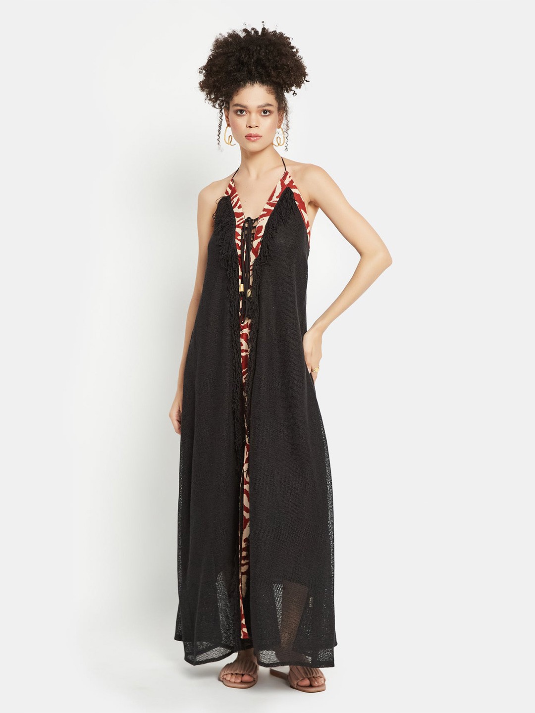 

Be Sunset Ibiza Halter Neck Pure Cotton Maxi Dress, Black