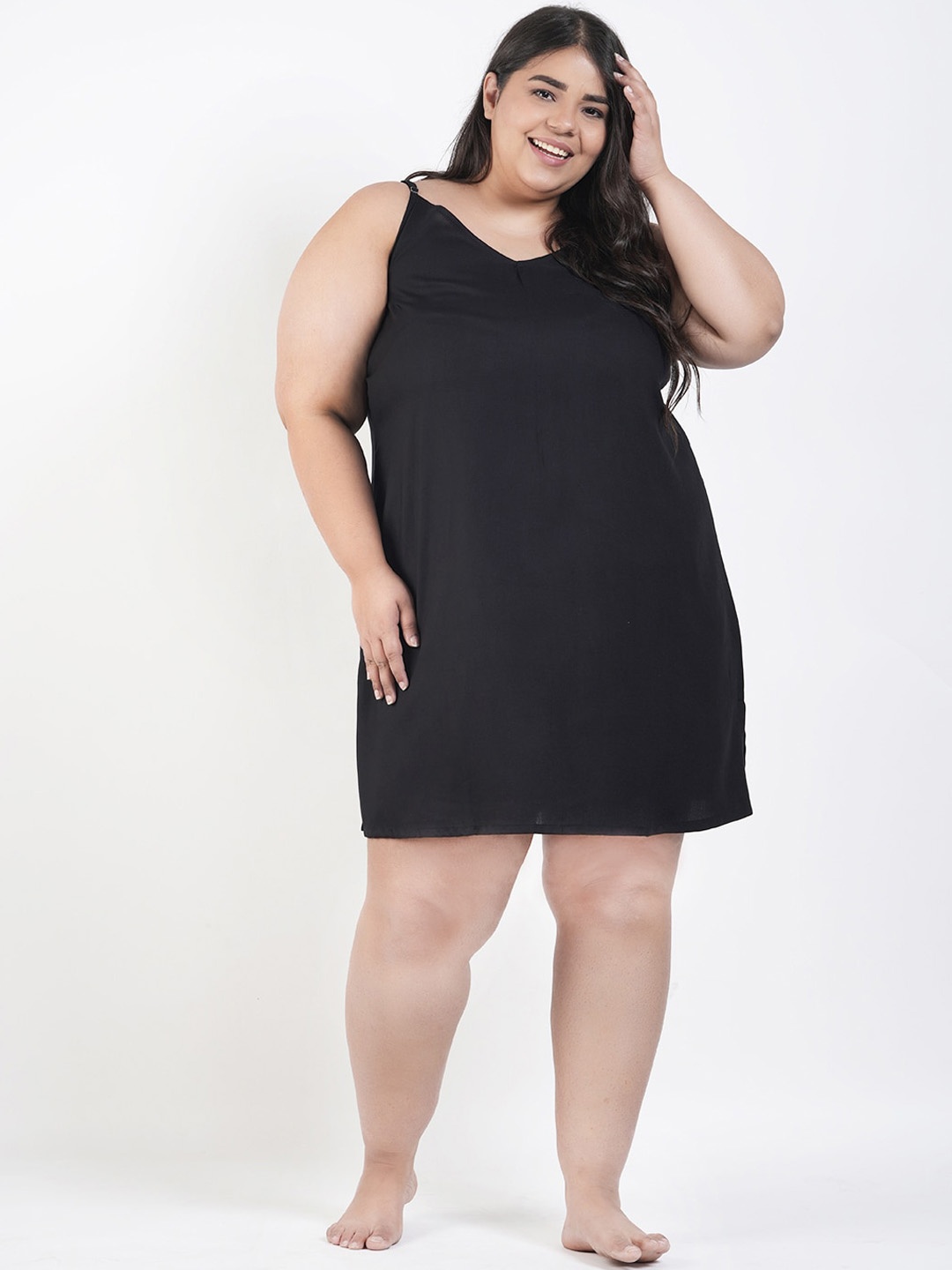 

LastInch Plus Size Sleeveless Long Slip, Black