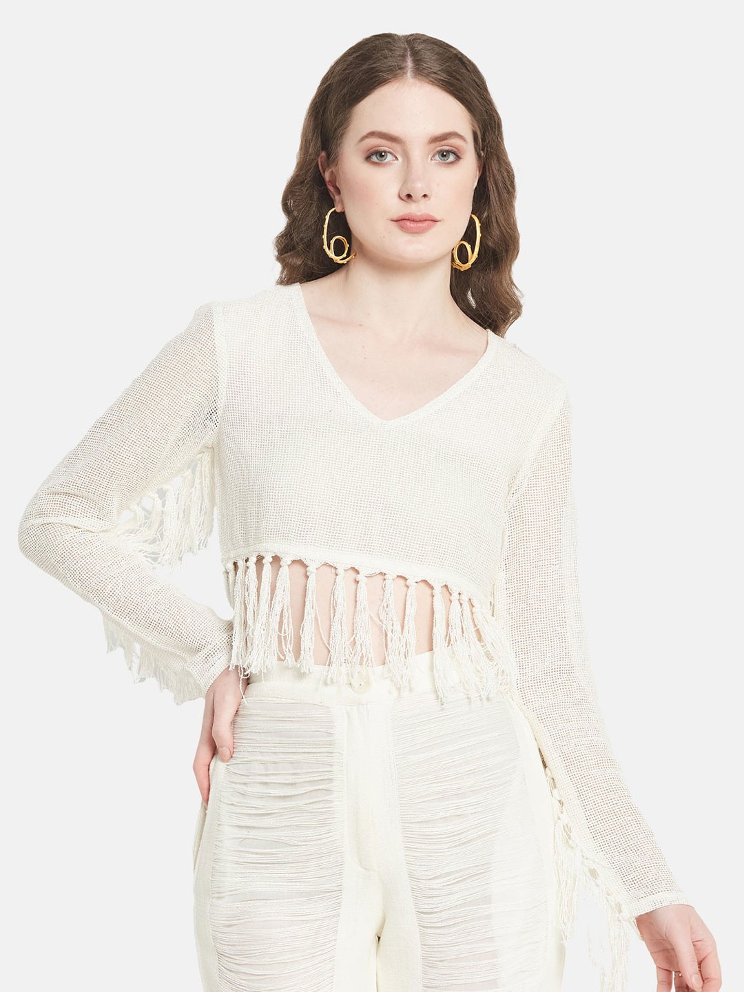 

Be Sunset Ibiza Pure Cotton Fitted Crop Top, White