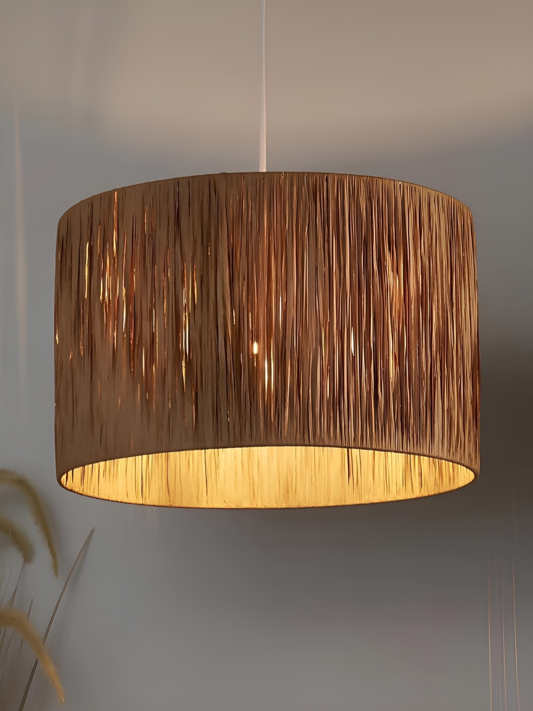 

akway Beige Wooden Ceiling Lamp