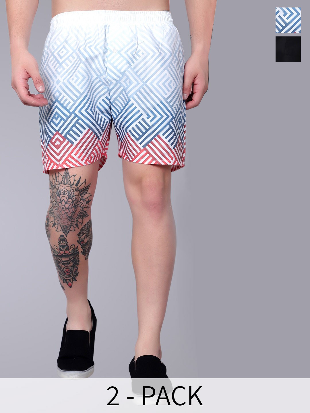 

Zombom Pack Of 2 Printed Pure Cotton Boxers COMBO_BOXER_2303-2305_WHITE-BLACK_S