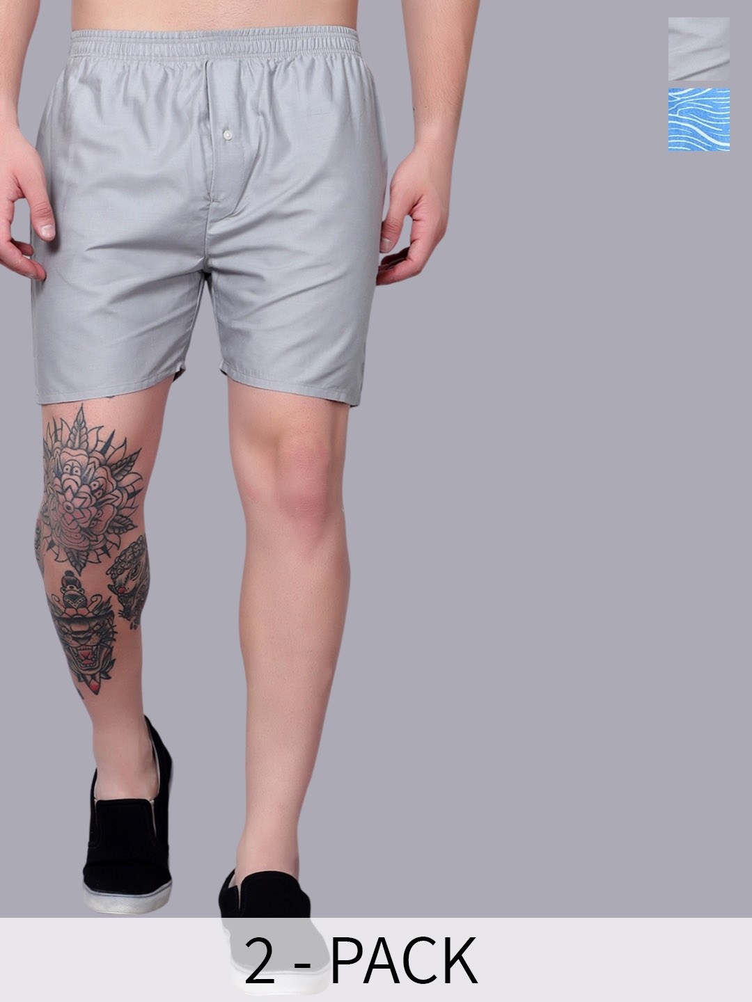 

Zombom Pack Of 2 Printed Pure Cotton BoxersCOMBO_BOXER_2306-2308_GREY-SKY_S