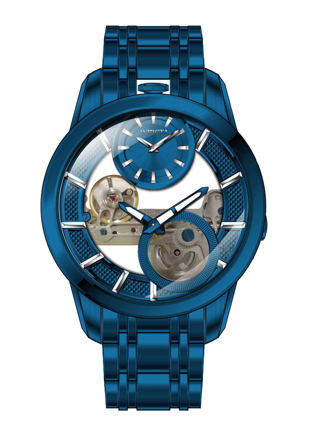 

Invicta Men Objet D Art Skeleton Dial Reset Time Analogue Watch 44331, Blue