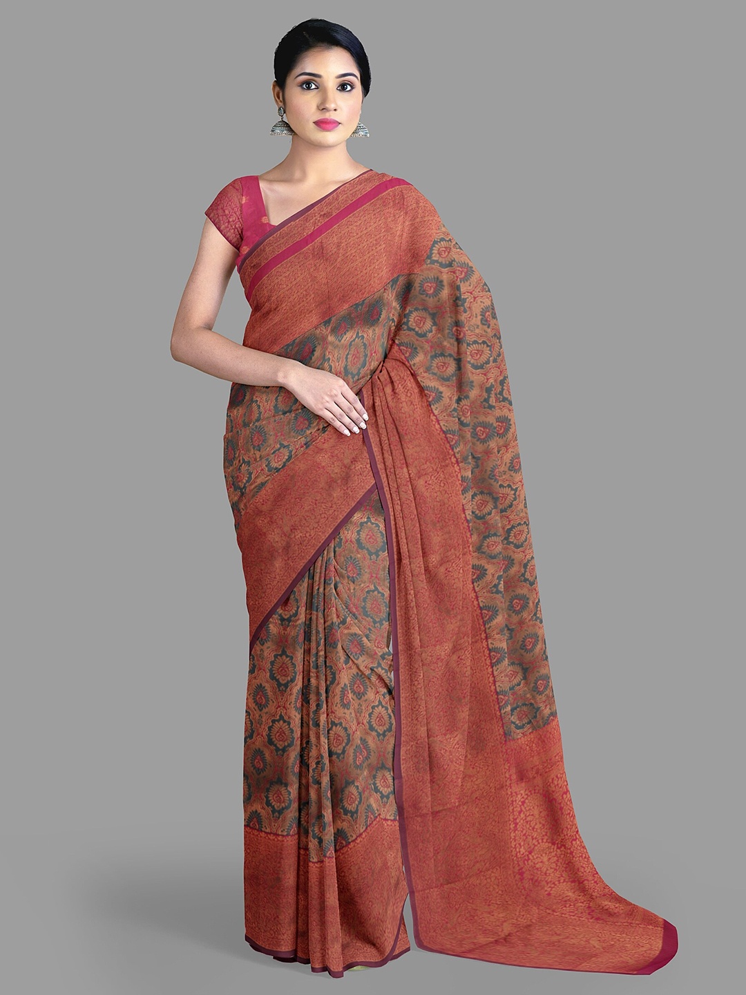 

The Chennai Silks Floral Zari Art Silk Saree, Grey