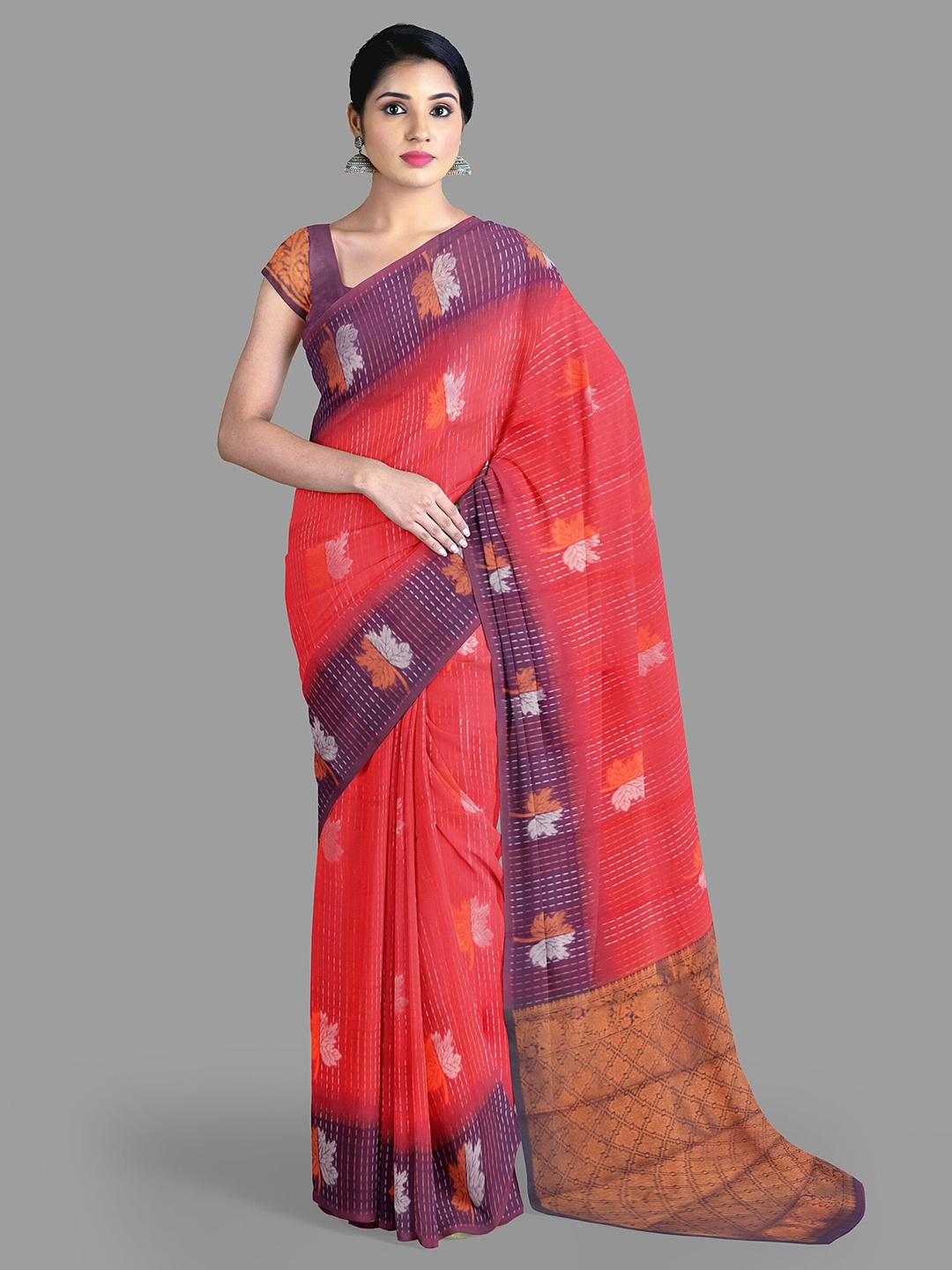

The Chennai Silks Ethnic Motifs Woven Design Zari Saree, Red