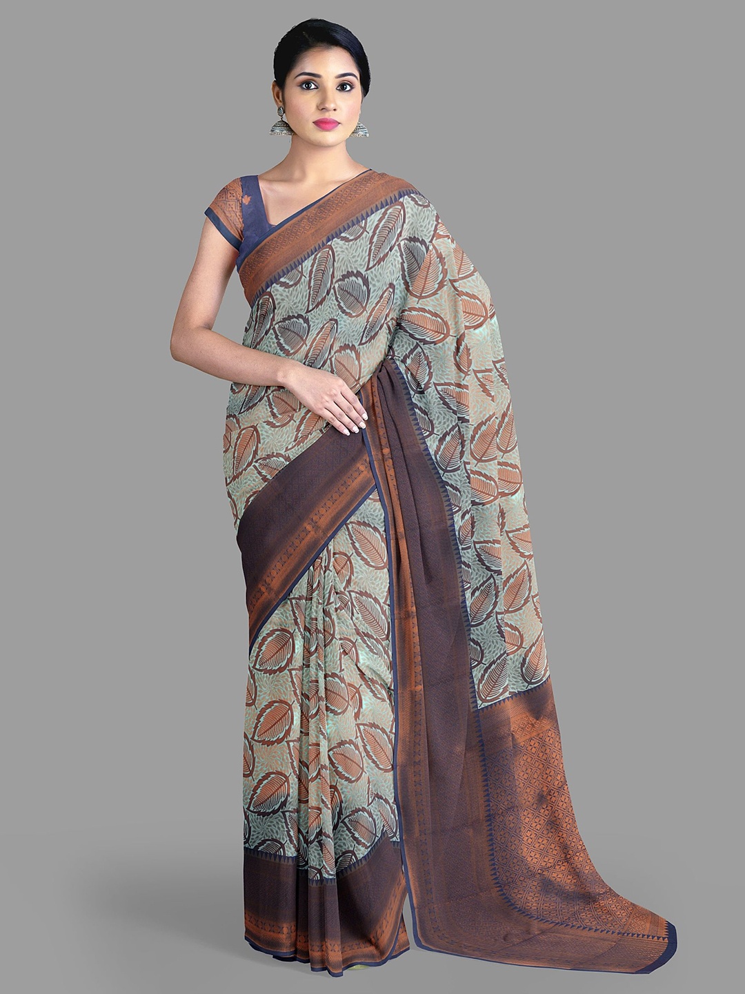 

The Chennai Silks Floral Fusion Saree, Blue