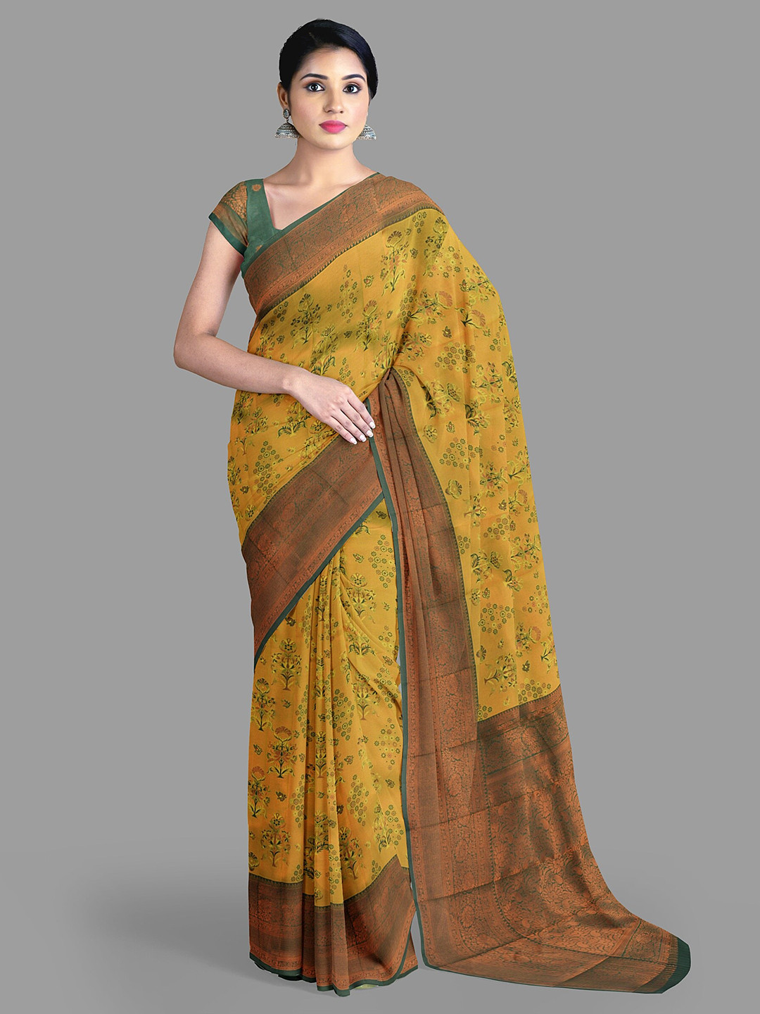 

The Chennai Silks Woven Design Zari Saree, Gold
