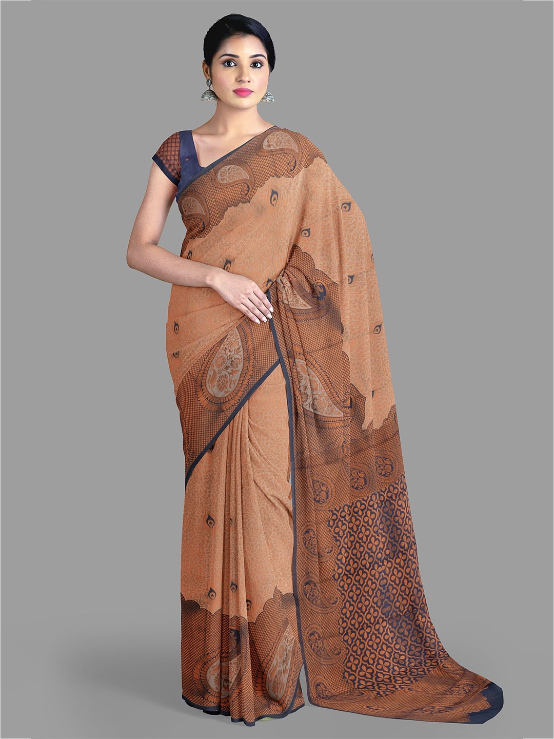 

The Chennai Silks Ethnic Motifs Woven Design Saree, Peach