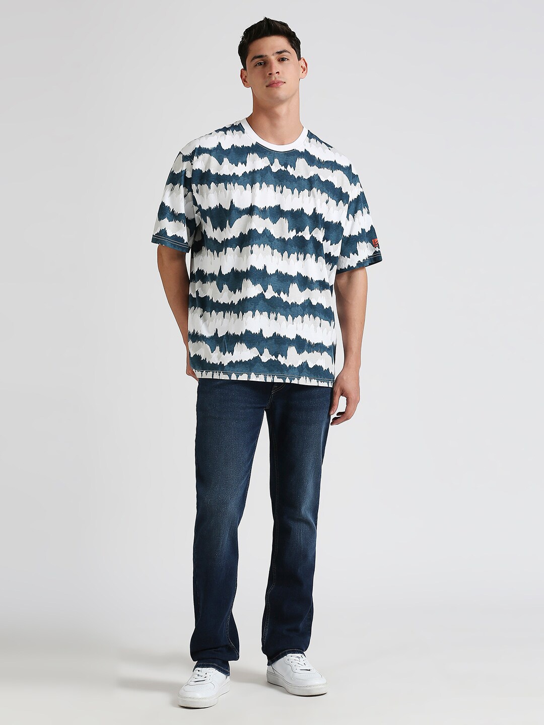 

Pepe Jeans Tie & Dye Dyed Pure Cotton Oversized T-shirt, Blue