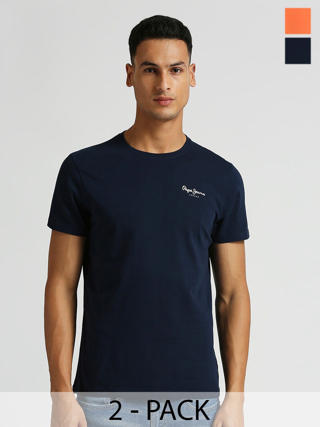 

Pepe Jeans Pack OF 2 Round Neck Slim Fit T-shirt, Blue