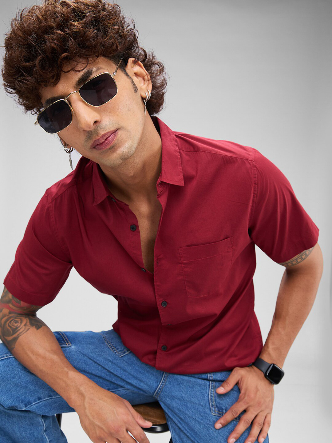 

VASTRADO Classic Slim Fit Cotton Casual Shirt, Maroon