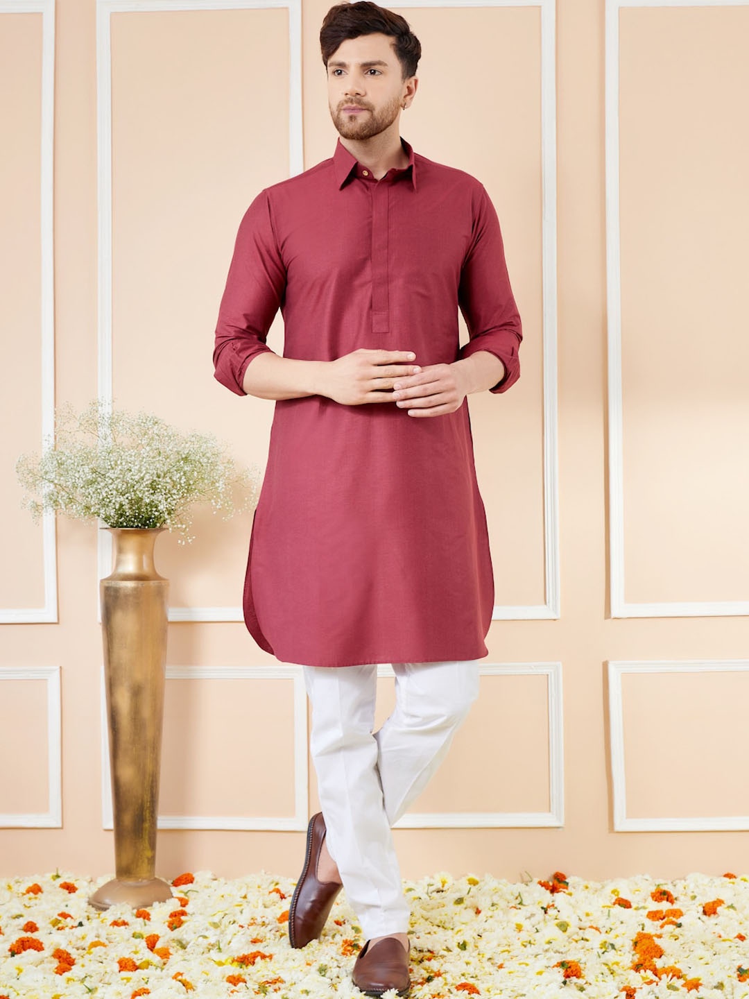 

See Designs Regular Pure Cotton Kurta with Pyjamas, Maroon