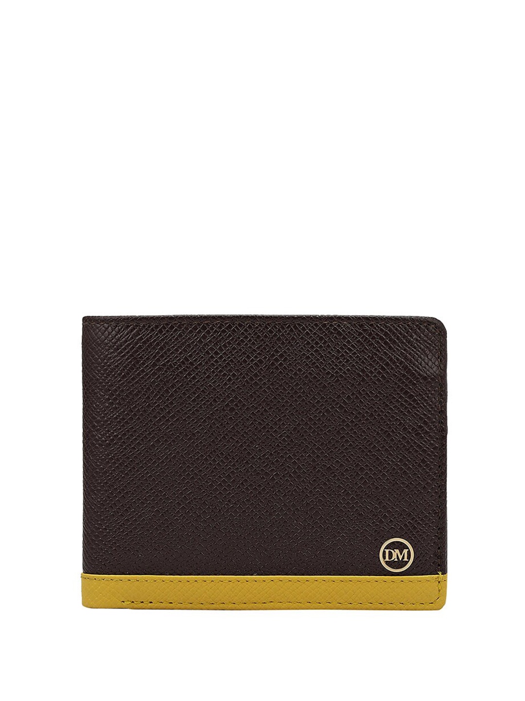 

Da Milano Men Textured Leather Two Fold Wallet, Brown