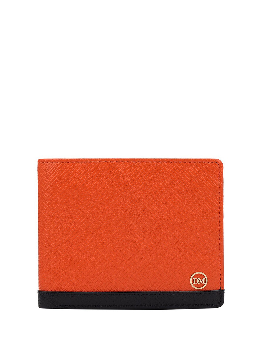 

Da Milano Men Textured Leather Two Fold Wallet, Orange