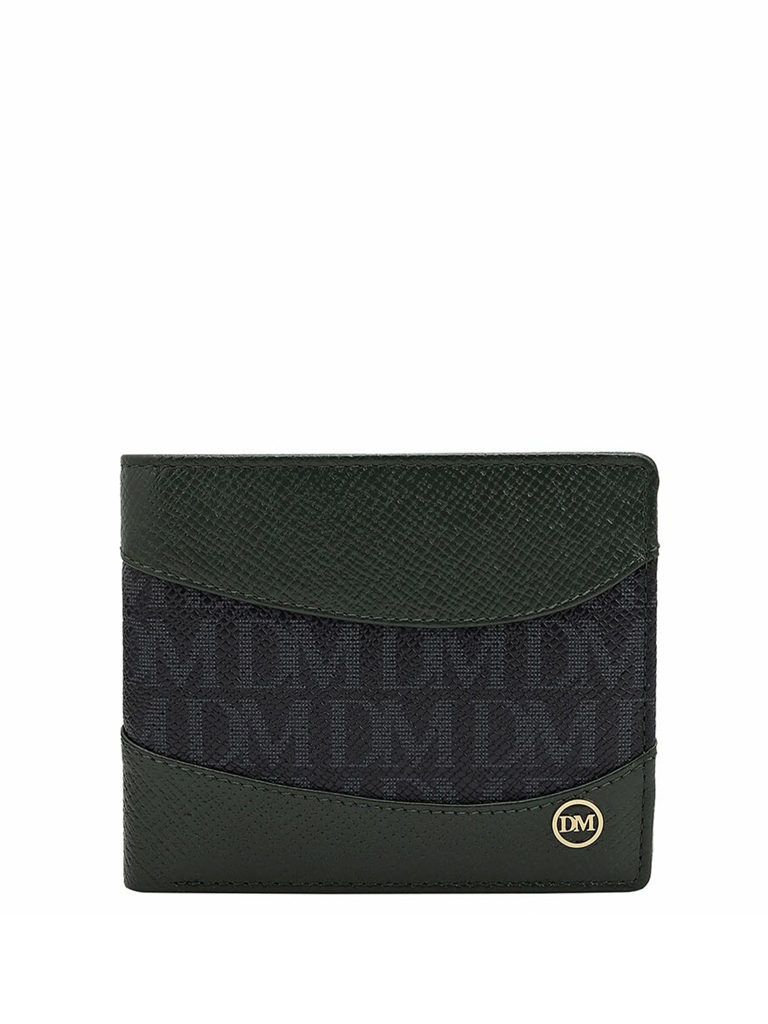 

Da Milano Men Typography Printed Leather Two Fold Wallet, Green