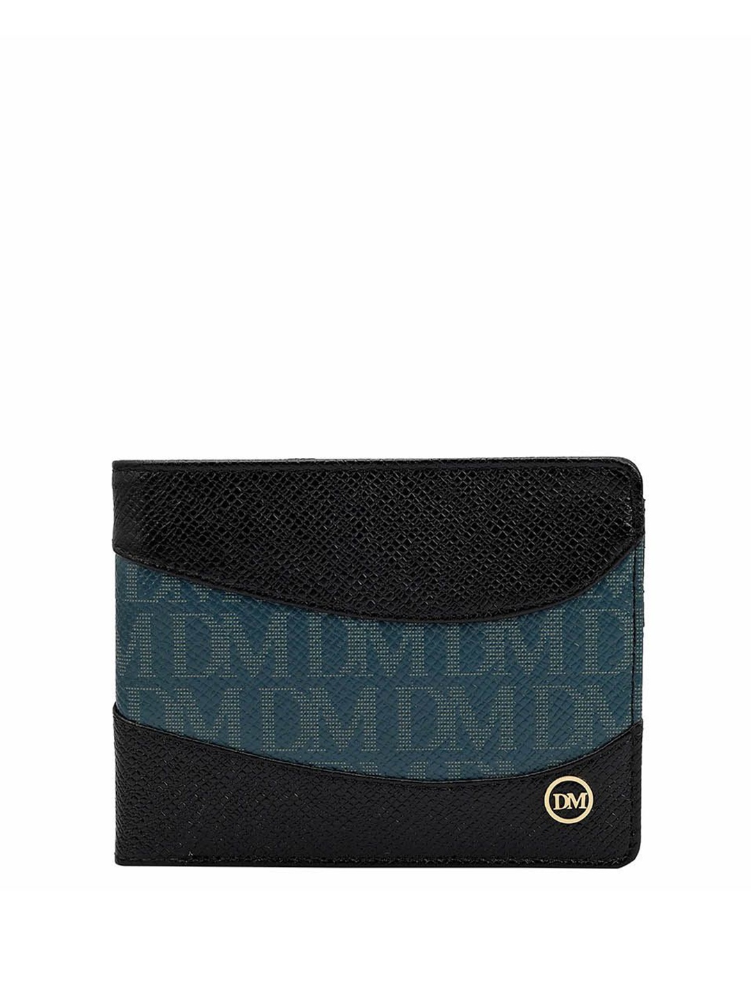 

Da Milano Men Colourblocked Leather Two Fold Wallet, Black