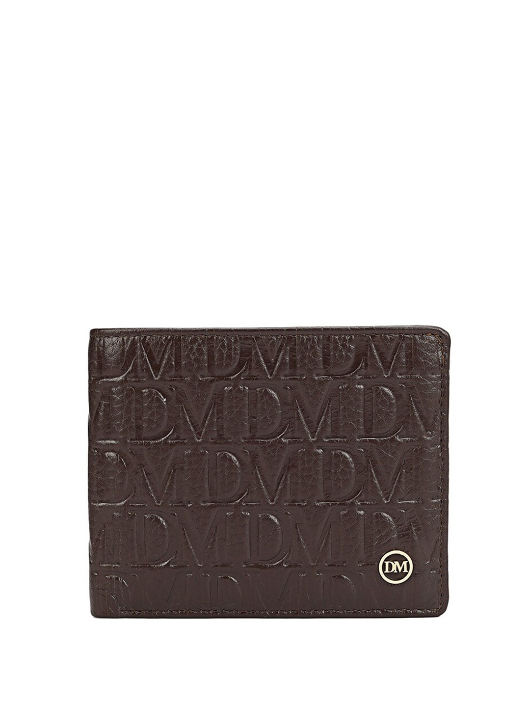 

Da Milano Typography Textured Leather Two Fold Wallet, Brown