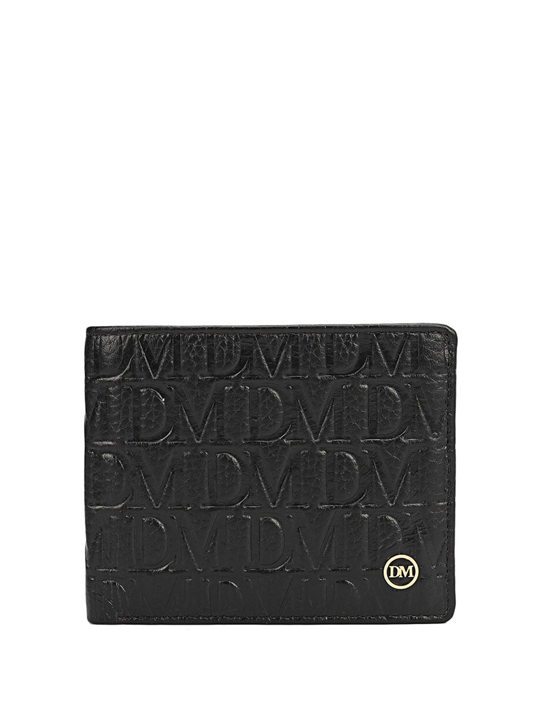 

Da Milano Men Textured Leather Two Fold Wallet, Black