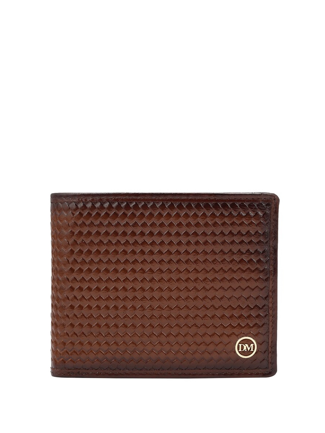 

Da Milano Men Geometric Textured Leather Two Fold Wallet, Brown