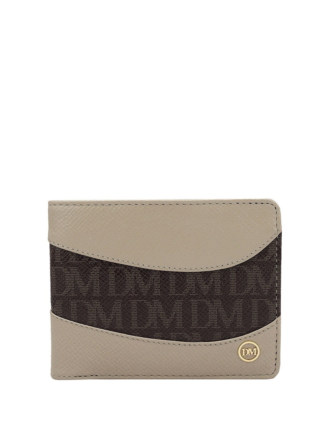 

Da Milano Typography Printed Leather Two Fold Wallet, Brown