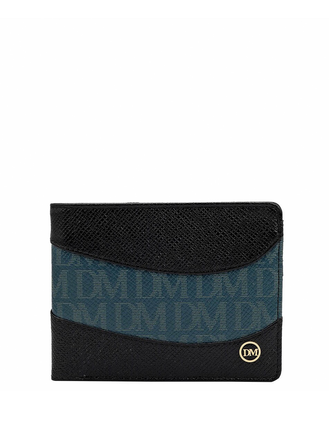 

Da Milano Men Typography Printed Leather Two Fold Wallet, Black