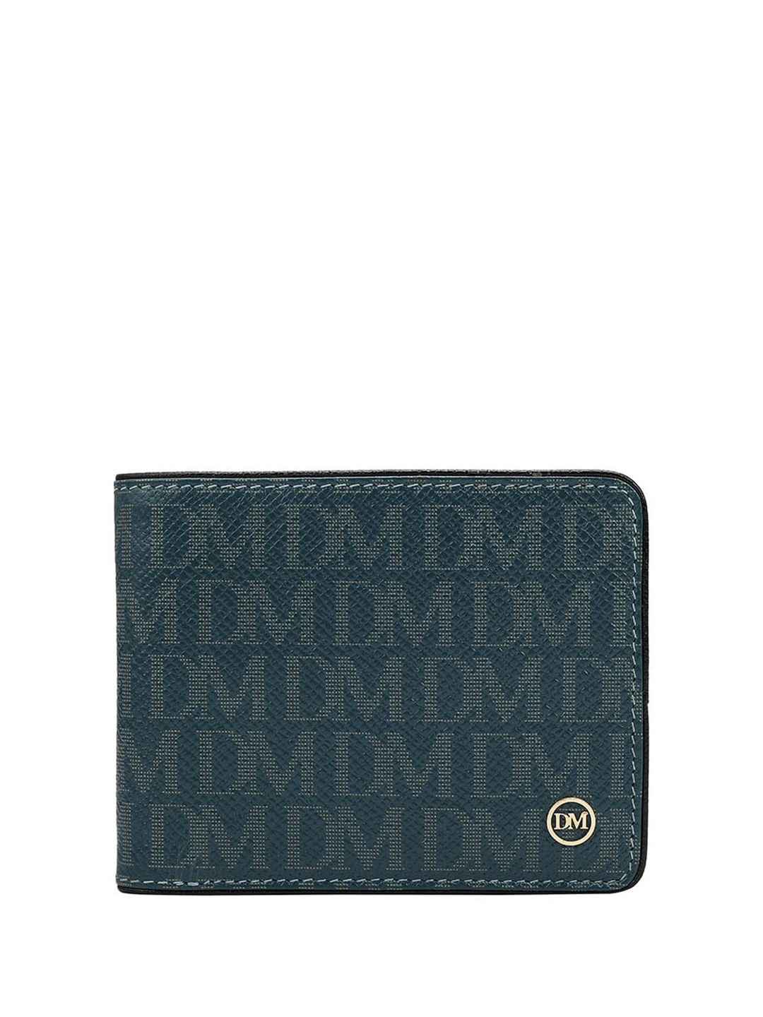 

Da Milano Men Typography Printed Leather Two Fold Wallet, Teal