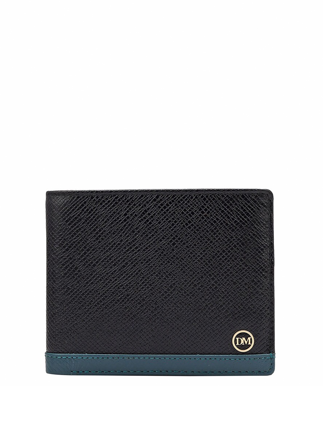 

Da Milano Men Textured Leather Two Fold Wallet, Black