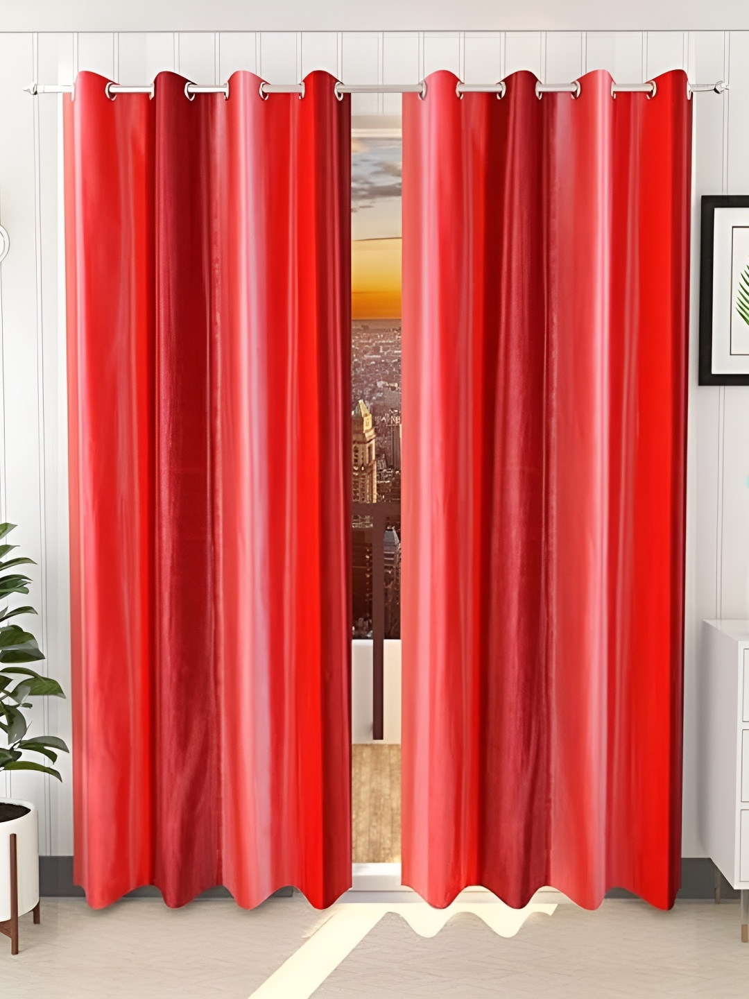 Shopgallery Pink 2 Pieces Room Darkening Door Curtain