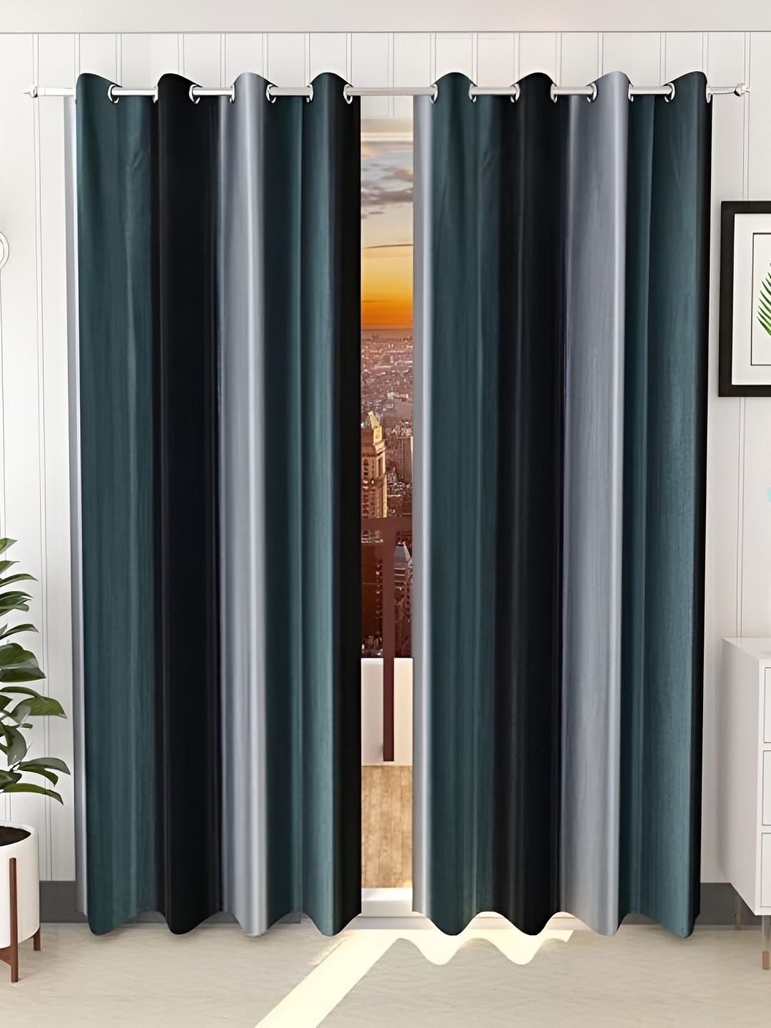 Shopgallery Grey 2 Pieces Room Darkening Door Curtain