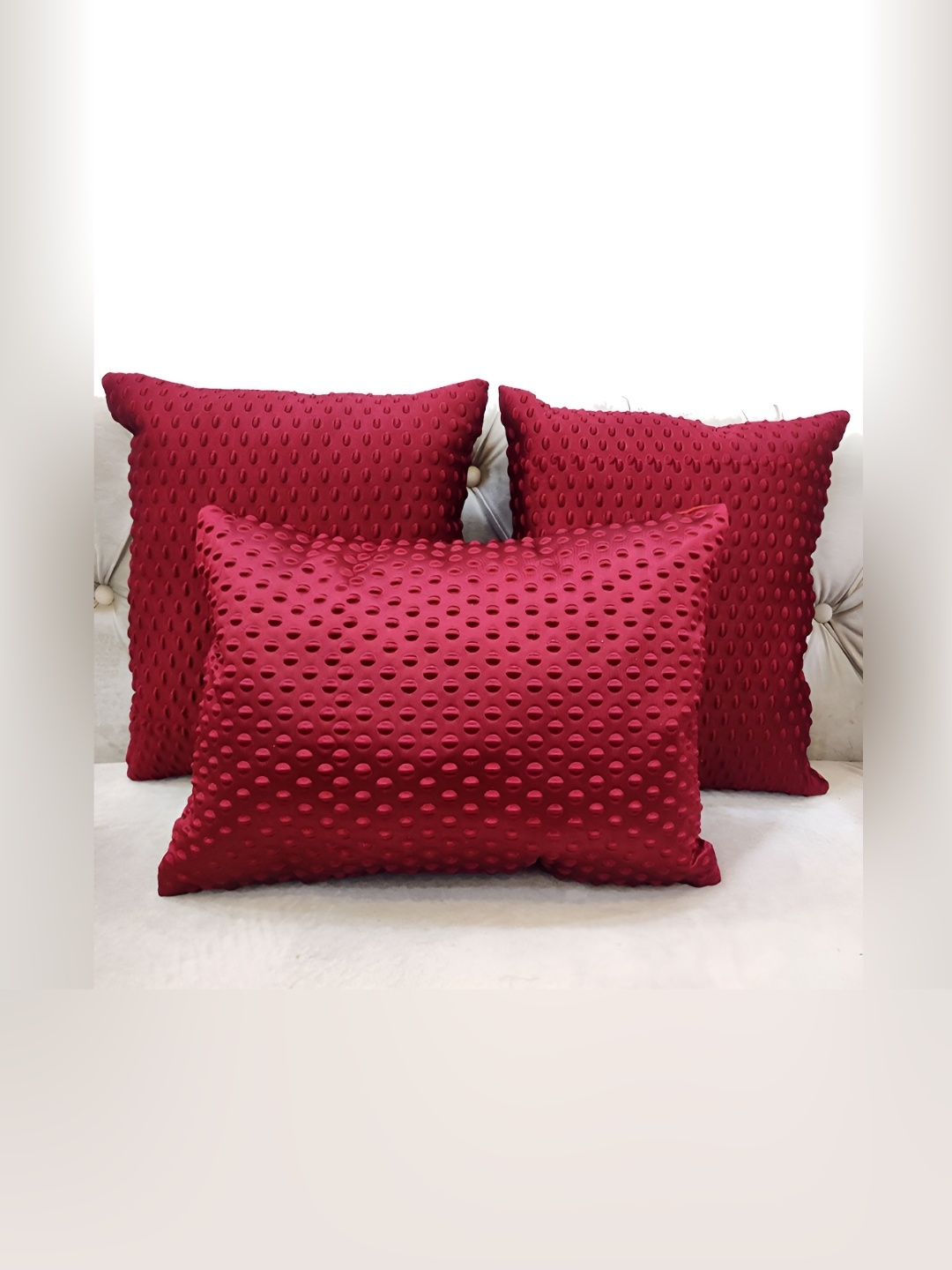 

Good Vibes Maroon 3 Pieces Abstract Jacquard Square Cushion Covers