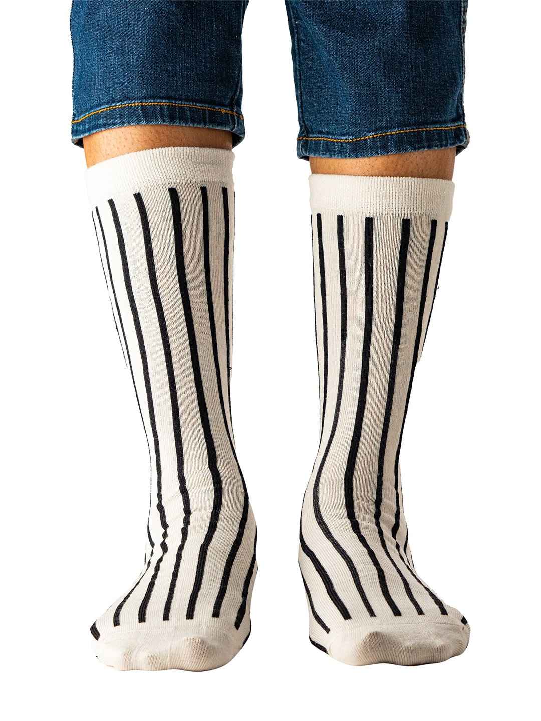 

TalkingSox Unisex Striped Bamboo Seamless Calf Length Socks, Black