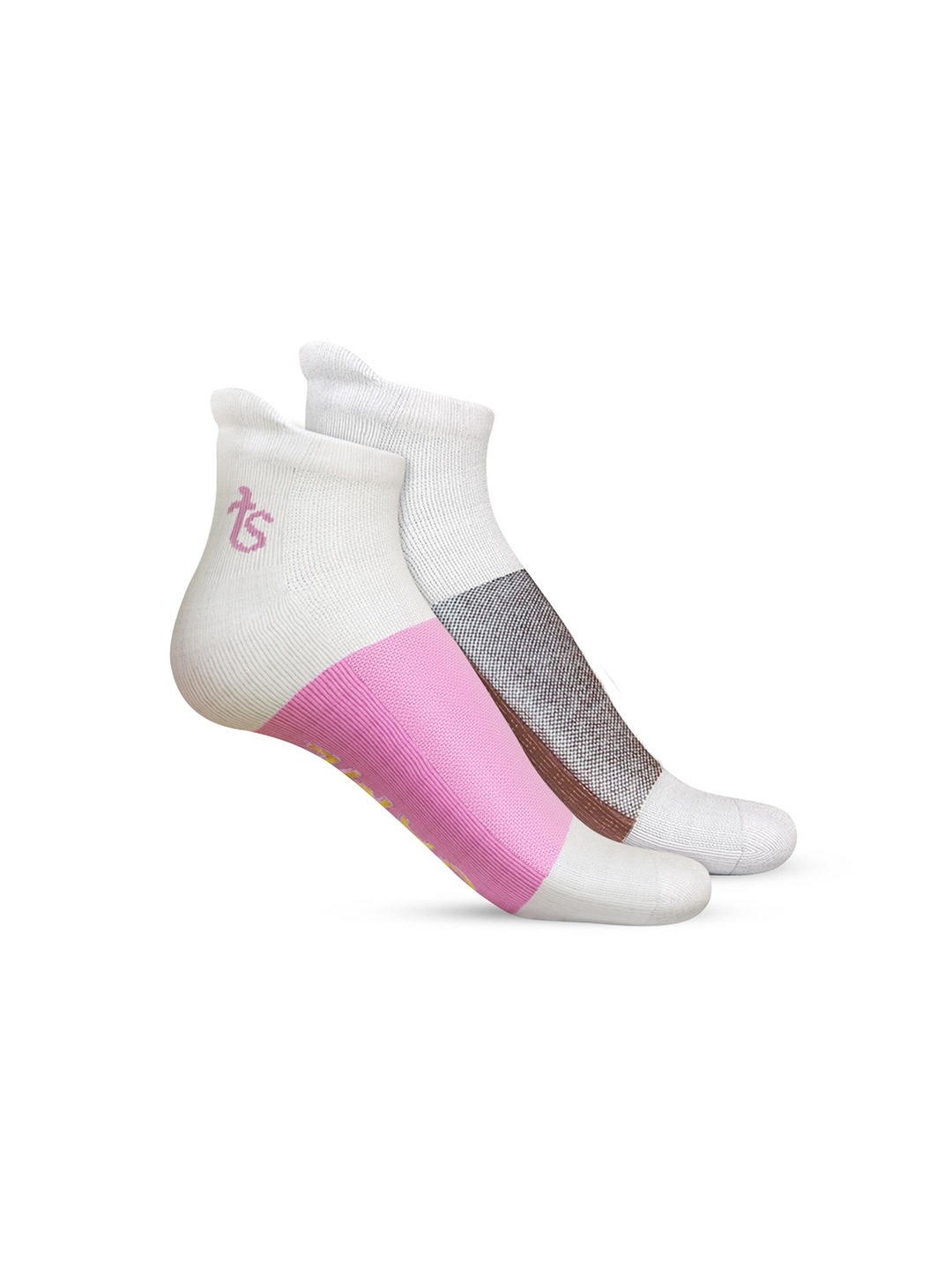 

TalkingSox Unisex Pack of 2 Colorblocked Bamboo Seamless Ankle-Length Socks, Pink
