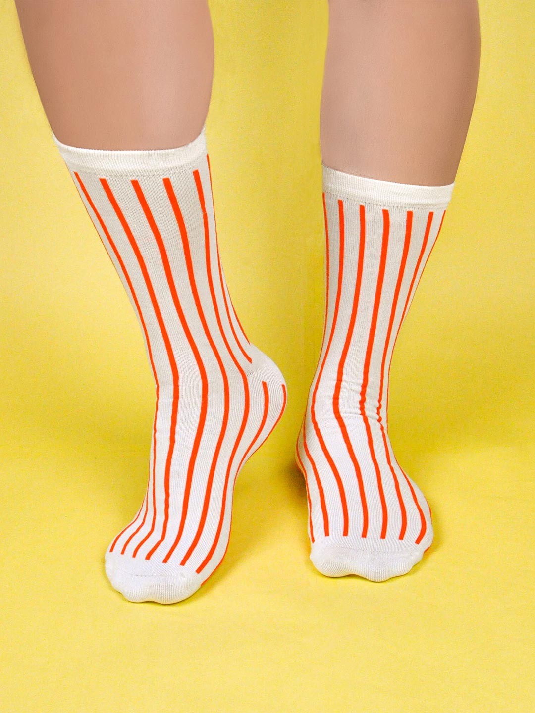 

TalkingSox Unisex Striped Bamboo Seamless Calf Length Socks, Orange